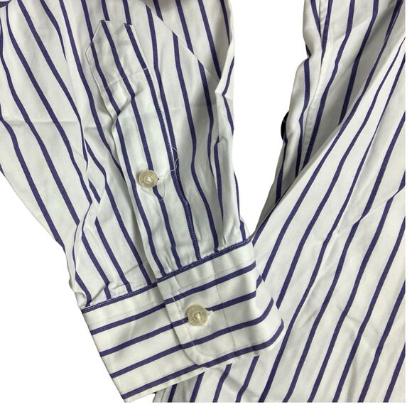 Ralph Lauren Golf Shirt Mens XL Purple Striped Button Down Tilden Cotton Pony LS - Picture 9 of 12